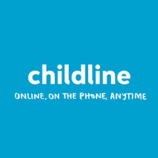 childine logo in white on blue background