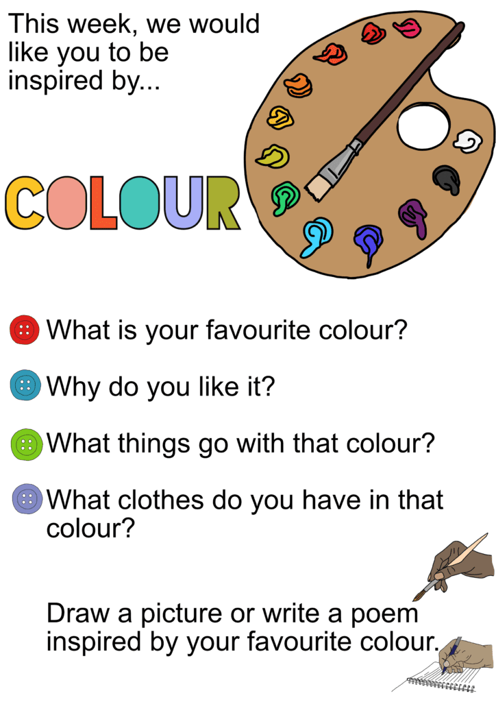 Challenge of the day text with colour pallette illustration