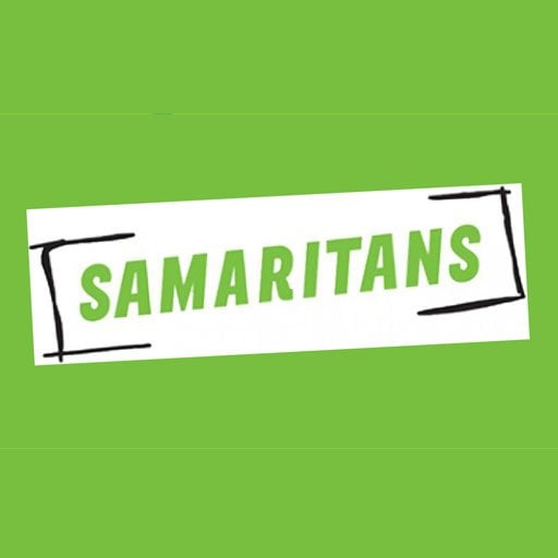 White Samaritans logo on bright green background