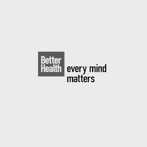 Dark grey better health logo on light grey background