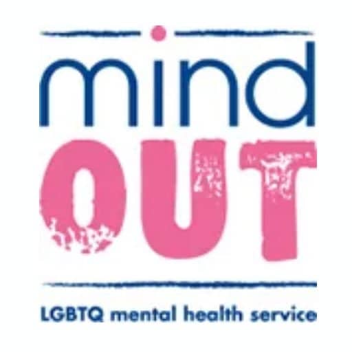Mind OUT pink and blue logo against white background