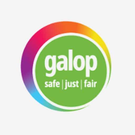 Colourful Galop logo against light grey background
