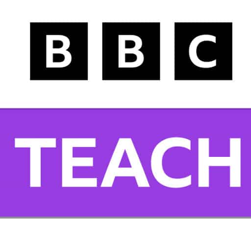 black bbc logo above purple rectangle with "TEACH" in white