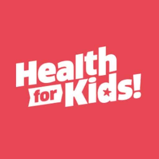 Heath for Kids logo in white against red background