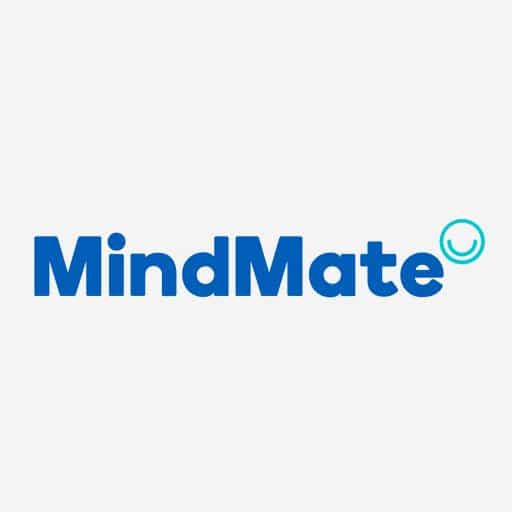 blue mindmate logo on light grey background