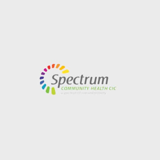 Colourful Spectrum logo against light grey background